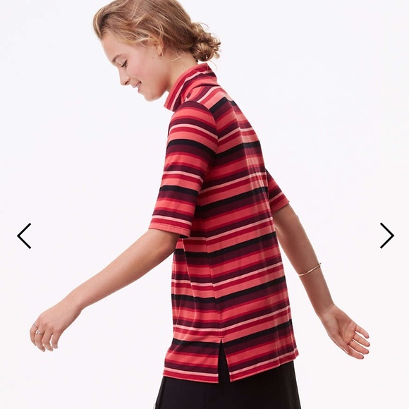 SOLD!!!   💝NWT Ann Taylor LOFT Red Striped Turtleneck Tee - Picture 3 of 6